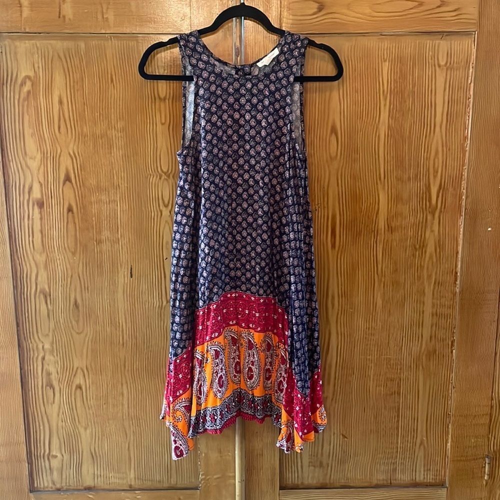 Beach Lunch Lounge Bohemian Paisley Shift Dress XS